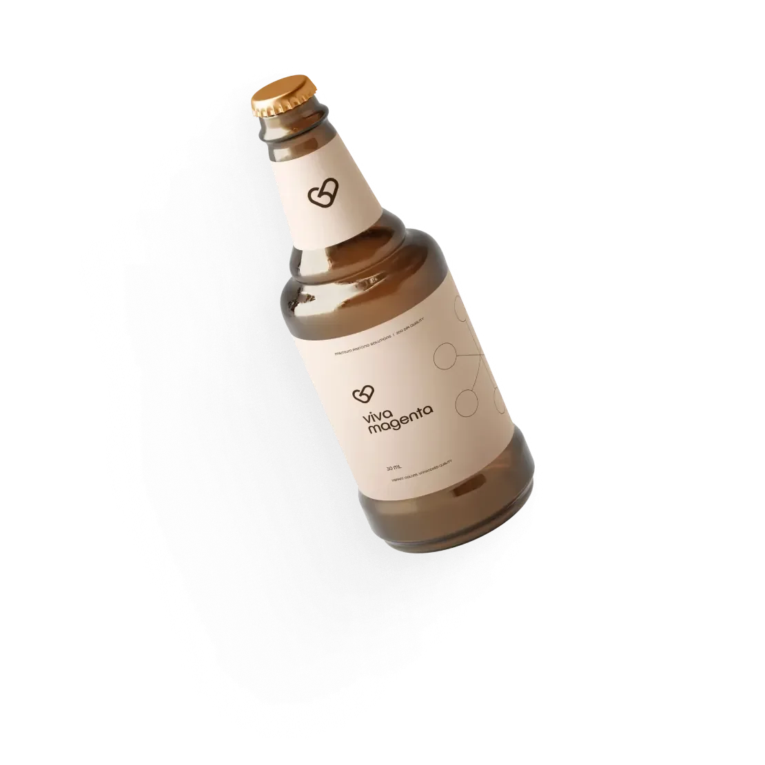 Glass bottle with a cream Viva Magenta label