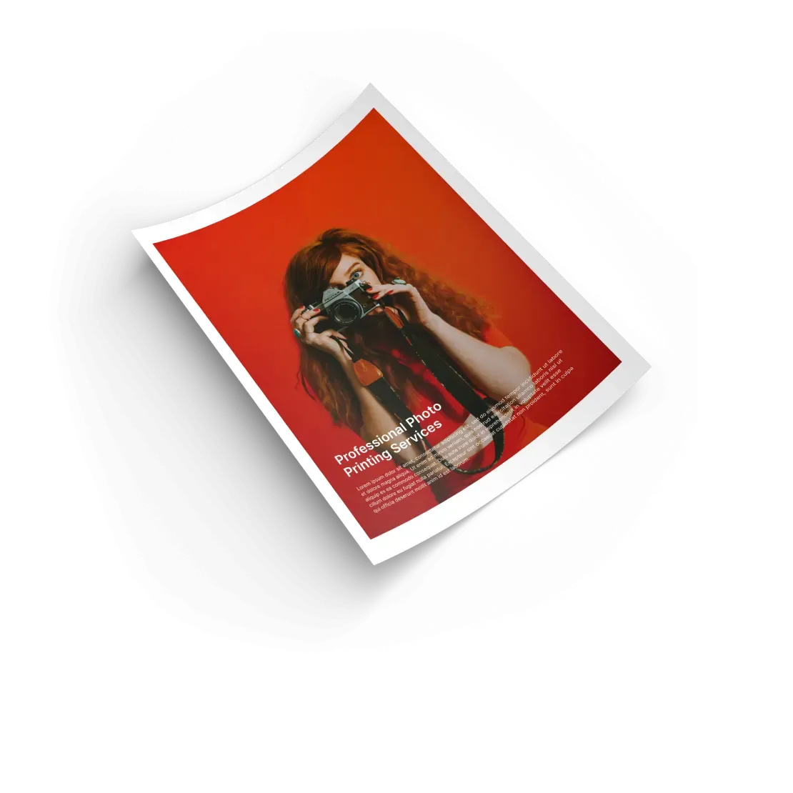 Printed flyer with a red photography cover